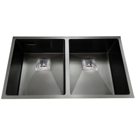 Fregadero de 2 senos en negro Japón, 19,5 cm(alto) 75 cm(ancho) 44 cm(largo)