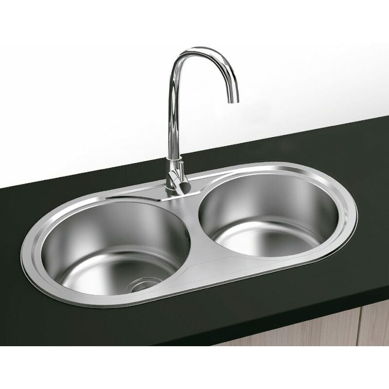 

Fregadero de Acero inoxidable AIS1 304-2 Senos Redondos/Cubetas - Dueto (44x84 cm)