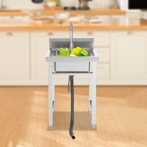 Fregadero de acero inoxidable, fregadero de cocina de cubeta única, lavabo para camping 50x50x93cm