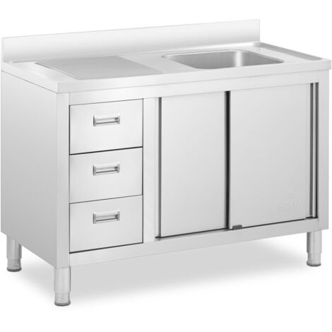Fregadero de acero inoxidable sobre mueble - 1 bandeja de acero inoxidable - 400 x 400 x 300 mm 140005021