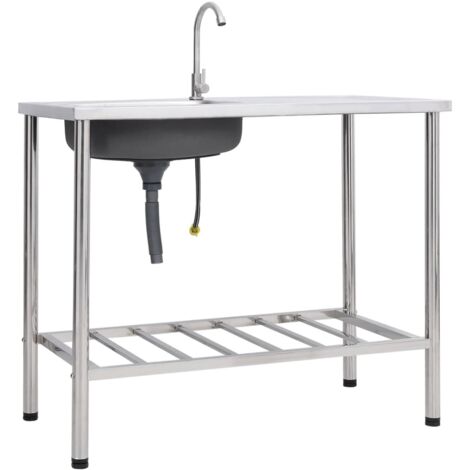 Fregadero de camping Fregadero simple con grifo Acero inoxidable 020002439