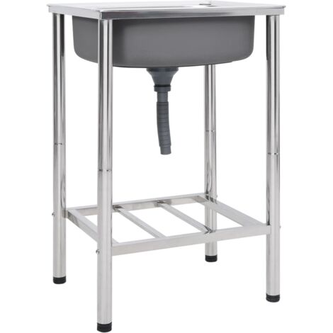 Fregadero de camping lavabo individual 55 x 45 acero inoxidable 020002435