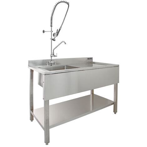 Fregadero de acero inoxidable, lavabo portátil independiente para lavar a  mano con estantes de almacenamiento, para restaurante, bar, hogar