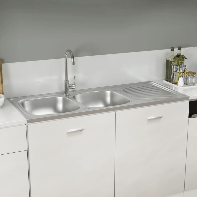 

Fregadero de cocina 2 senos acero inoxidable 1200x500x155 mm
