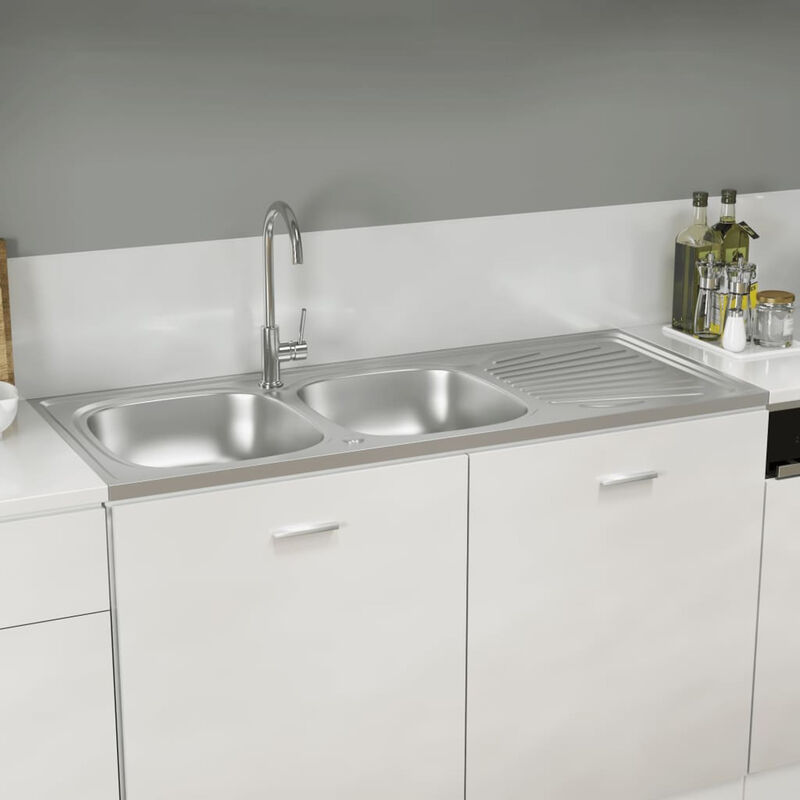 

Fregadero de cocina 2 senos acero inoxidable 1200x500x155 mm