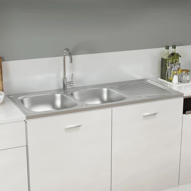 

Fregadero de cocina 2 senos acero inoxidable 1200x600x155 mm