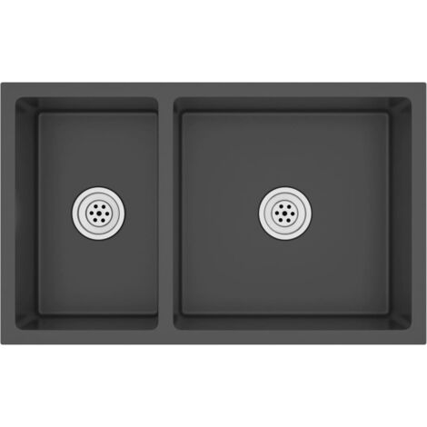 Fregadero de cocina 62 x 36 x 51 cm negro acero inoxidable 020002478