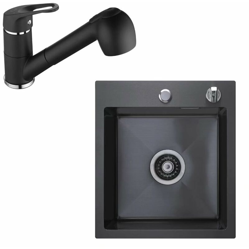 

Fregadero de Cocina 1 Secuencia 40 × 45 cm + Grifo de Cocina Ducha Mano Fregadero de Acero Inoxidable Empotrado o Sobre Encimera Instalación Al menos