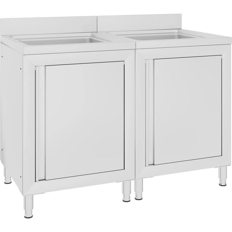 

vidaXL Fregadero de cocina comercial 2 piezas de acero inoxidable
