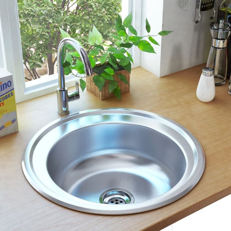 

Fregadero de cocina con colador y sifón de acero inoxidable