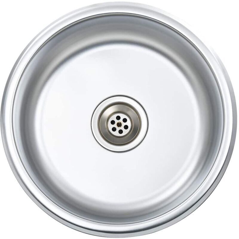 

Fregadero de cocina con colador y sifón de acero inoxidable - Plateado - Vidaxl