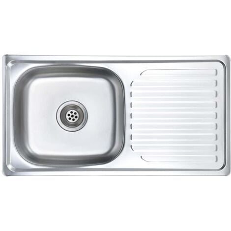 vidaXL Fregadero de cocina con colador y sifón de acero inoxidable - Argento