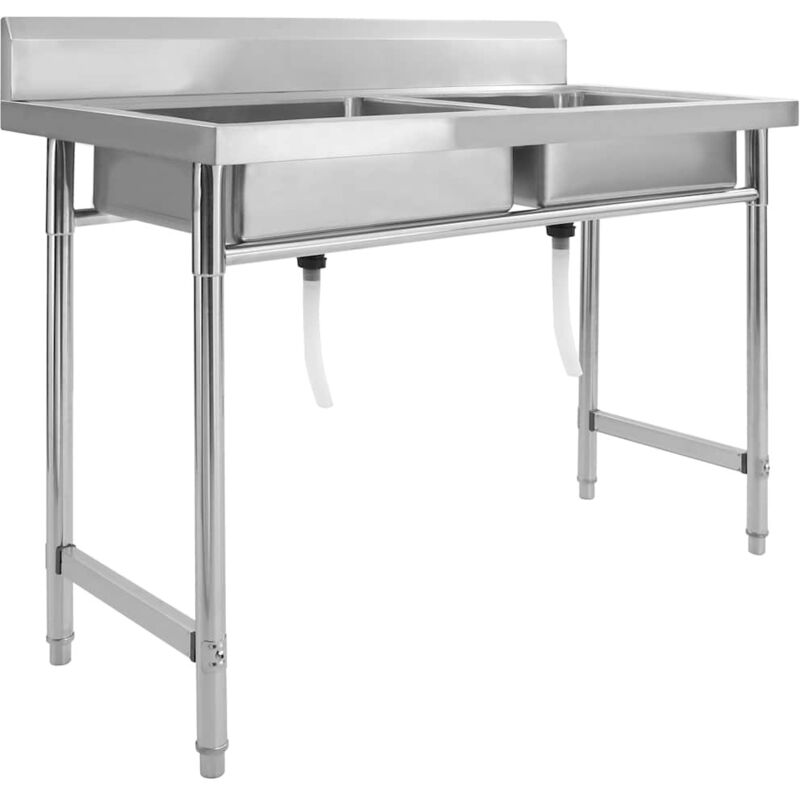 

Vidaxl - Fregadero de cocina con doble seno acero inoxidable - Plateado