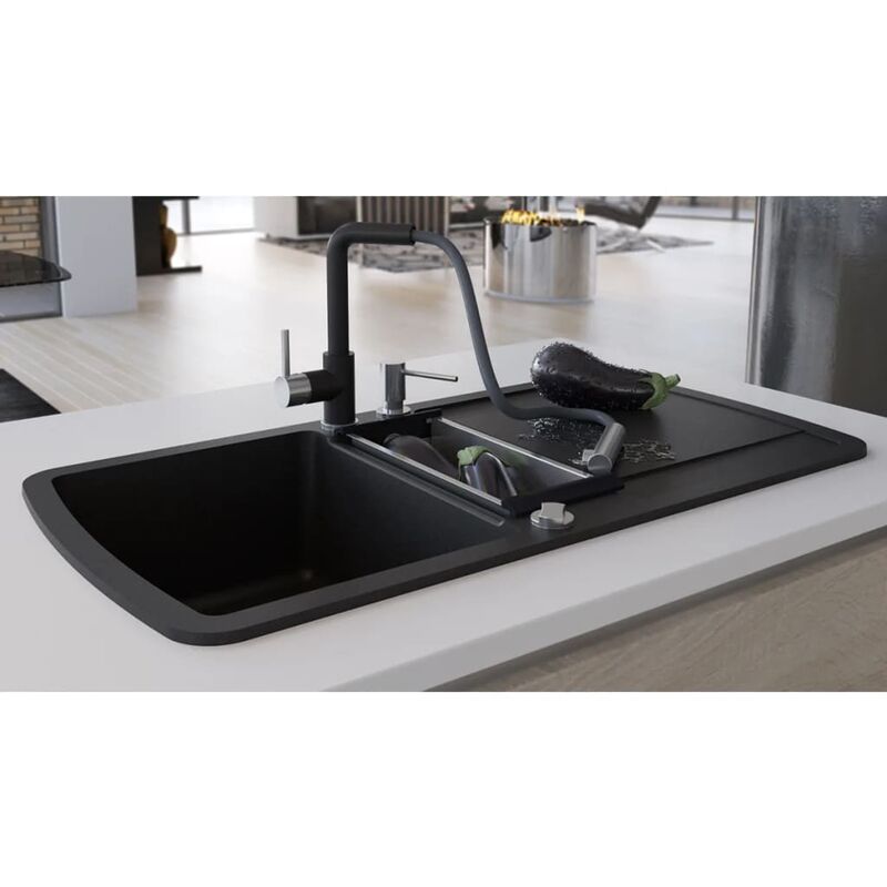 

Fregadero de cocina con dos senos de granito