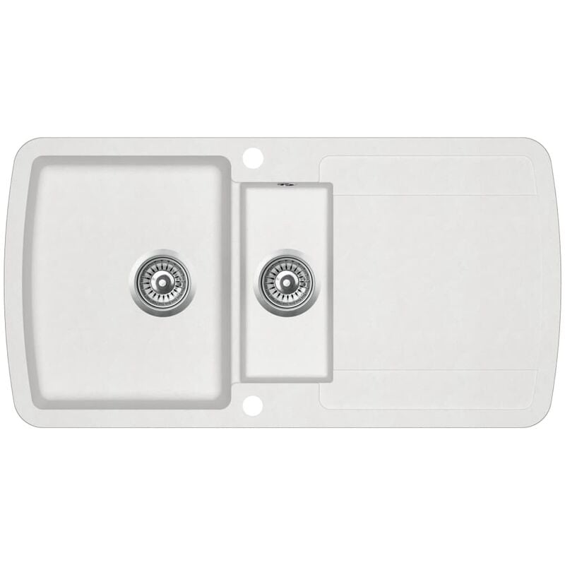 

Fregadero de cocina con dos senos de granito blanco
