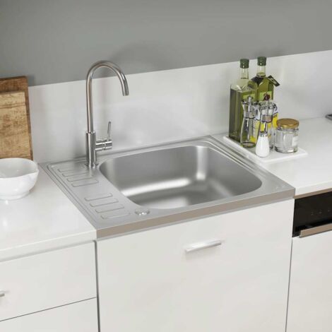 Fregadero de cocina con escurridor acero inox 600x500x155 mm