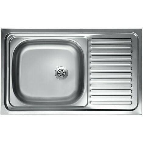 IPERBRIKO Fregadero de cocina con escurridor derecho en encimera acero 50x80 cm