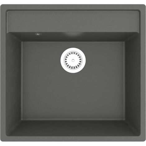 Fregadero de cocina con rebosadero 53x50 cm granito gris 020002382