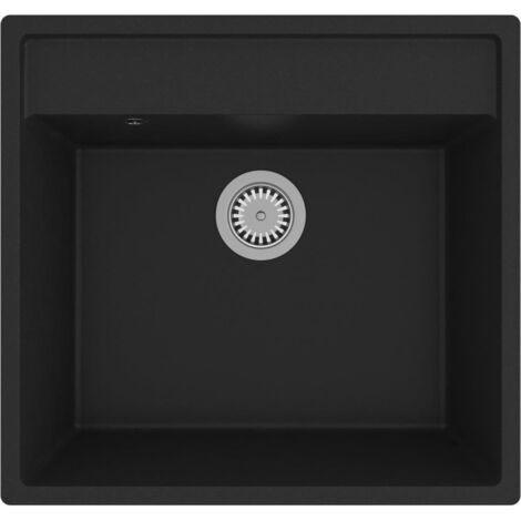 Fregadero de cocina con rebosadero 53x50 cm granito negro 020002381