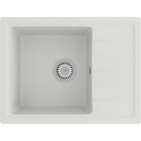 Fregadero de cocina con rebosadero 58 x 44 cm granito blanco 020004359