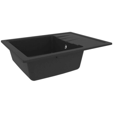 Fregadero de cocina con rebosadero 58x44 cm granito negro 020004360