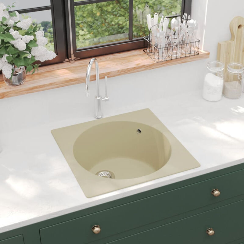 

Fregadero de cocina con rebosadero granito beige