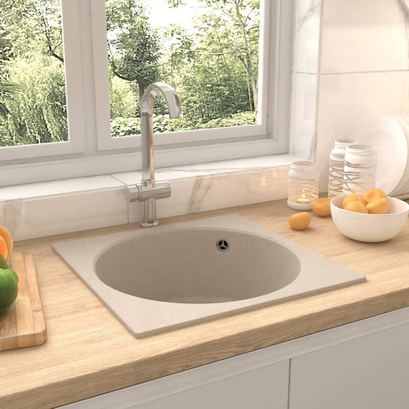 

Fregadero de cocina con rebosadero granito beige