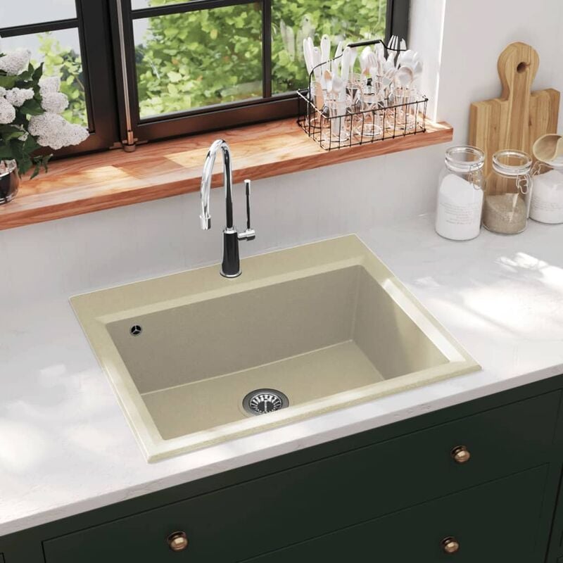 

Fregadero de cocina con rebosadero granito beige - Beige