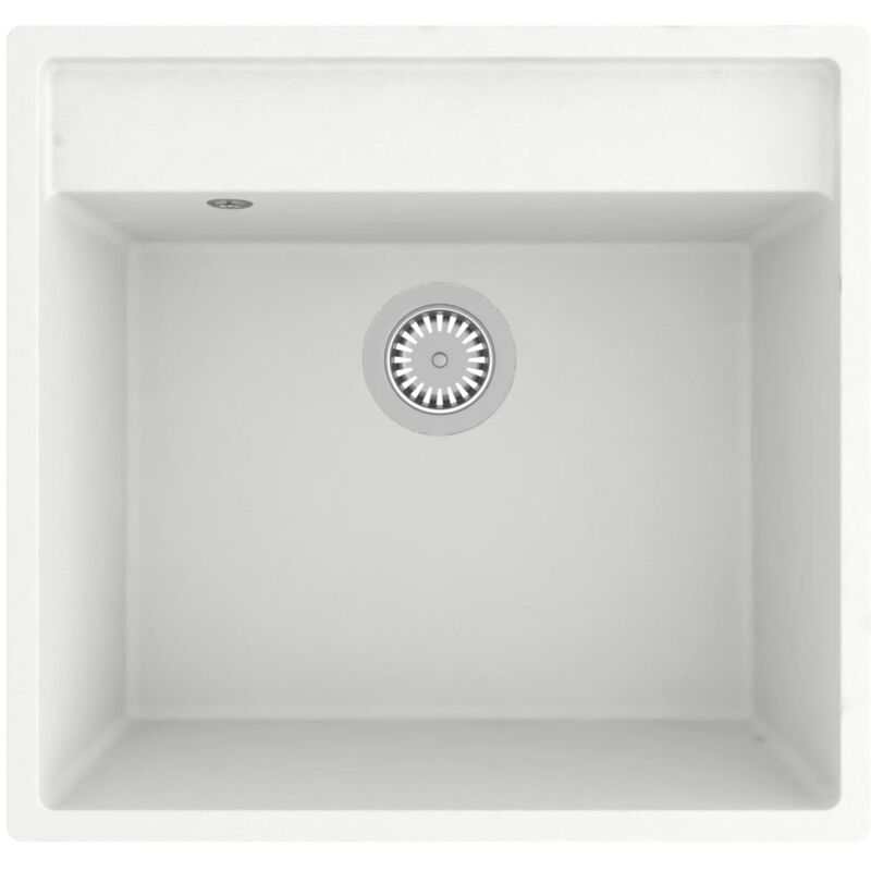 

vidaXL Fregadero de cocina con rebosadero granito blanco - Blanco