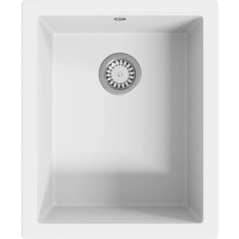 Fregadero de cocina con rebosadero granito blanco vidaXL