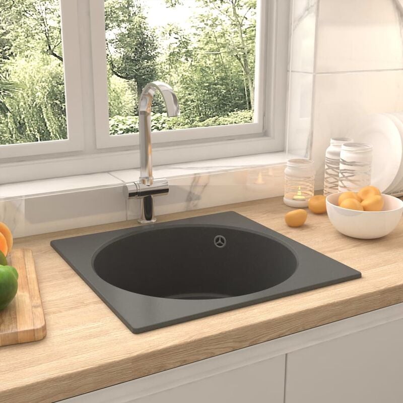 

Fregadero de cocina con rebosadero granito gris