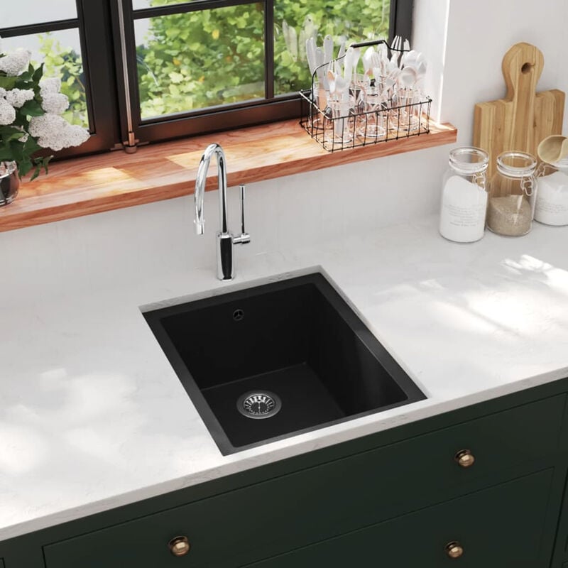 

Fregadero de cocina con rebosadero granito negro