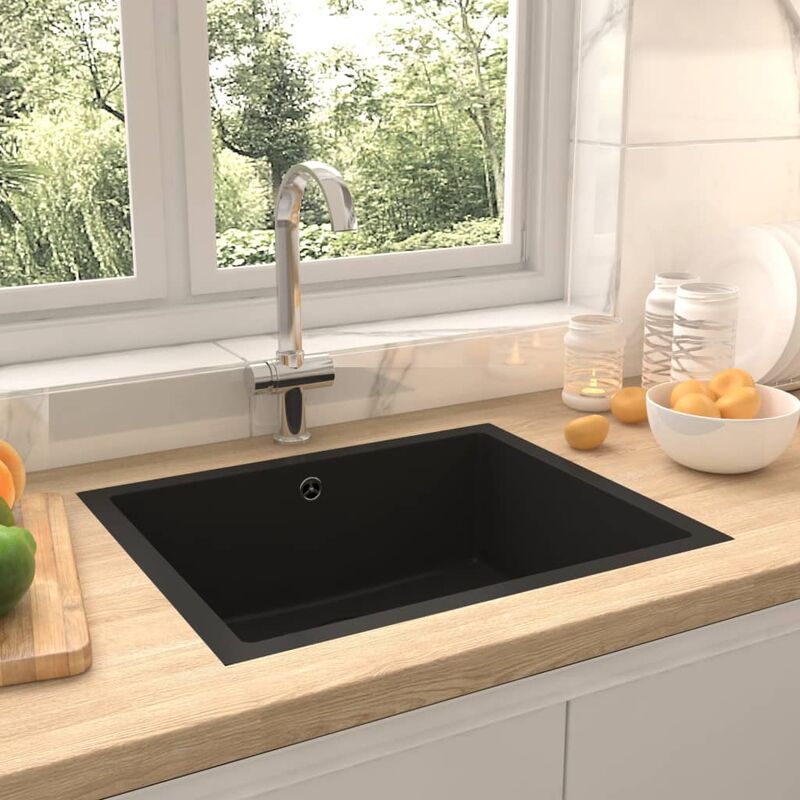

Fregadero de cocina con rebosadero granito negro