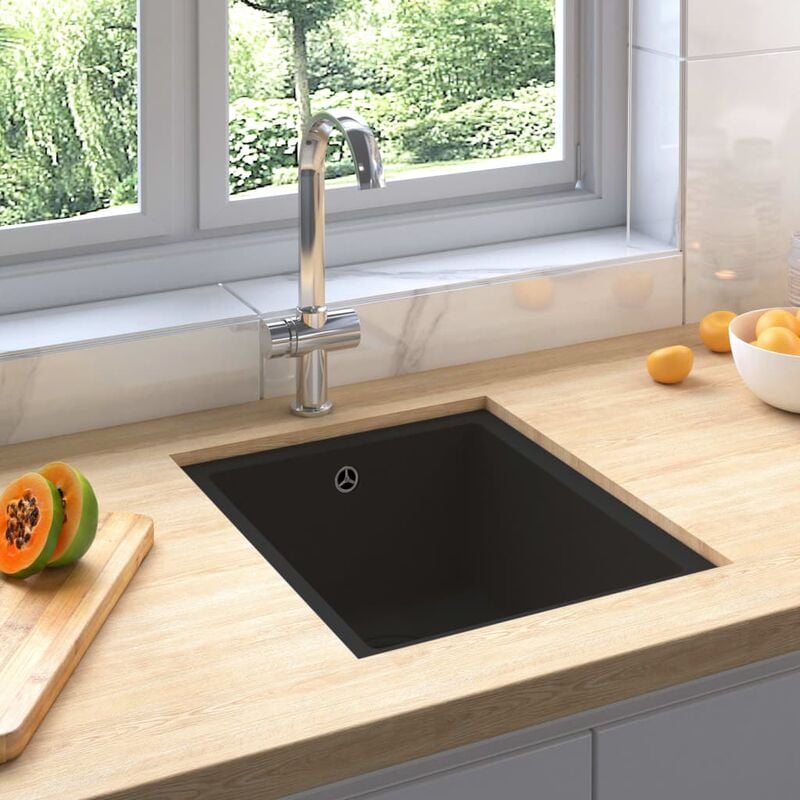 

Fregadero de cocina con rebosadero granito negro