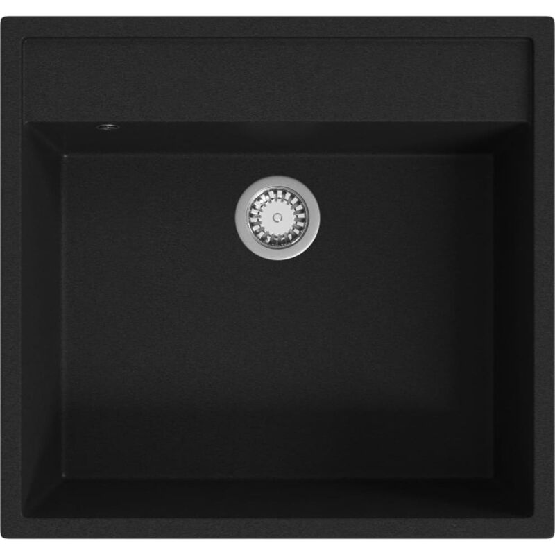 

vidaXL Fregadero de cocina con rebosadero granito negro - Negro
