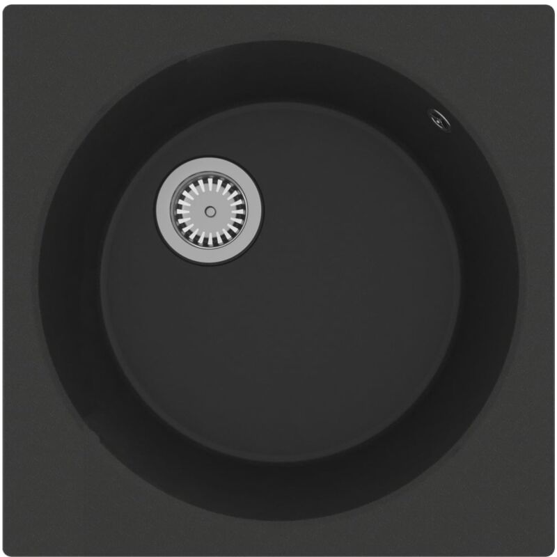 

vidaXL Fregadero de cocina con rebosadero granito negro - Negro