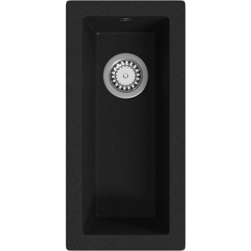 

vidaXL Fregadero de cocina con rebosadero granito negro - Negro