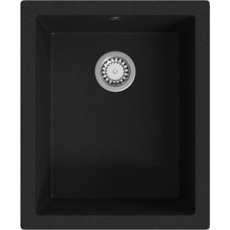 

vidaXL Fregadero de cocina con rebosadero granito negro - Negro