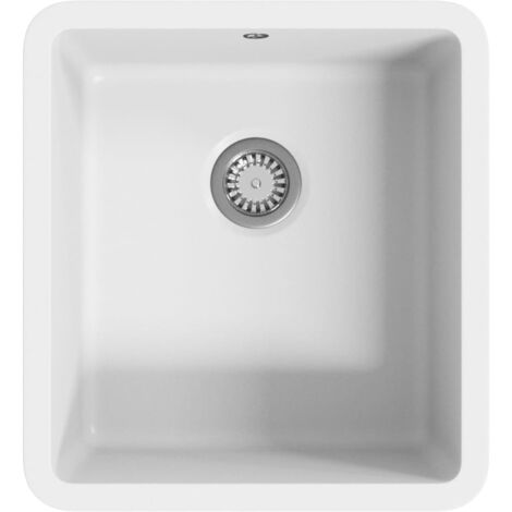 Fregadero de cocina con un seno granito blanco vidaXL
