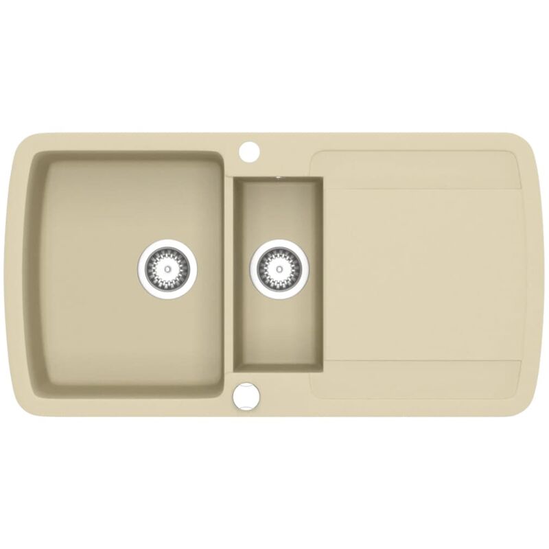 

Fregadero de cocina de granito con dos senos beige - Beige