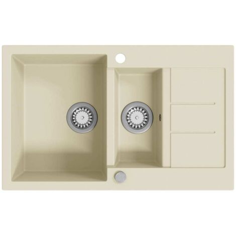 Fregadero de cocina de granito con dos senos beige