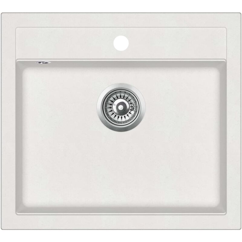 

Fregadero de cocina de granito con un seno blanco