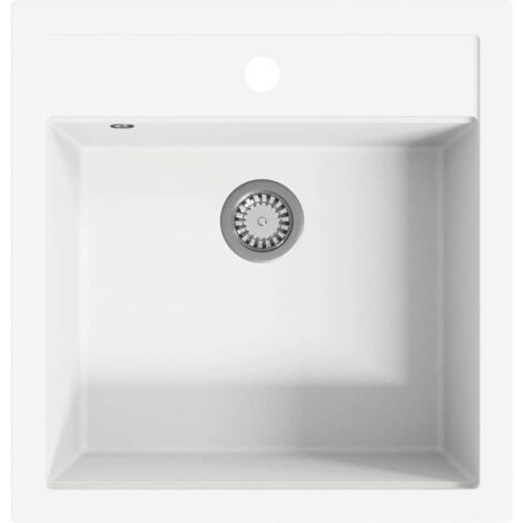 Fregadero de cocina de granito con un seno blanco vidaXL