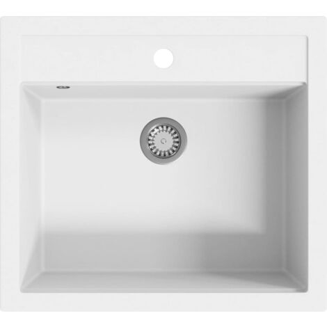 Fregadero de cocina de granito con un seno blanco vidaXL