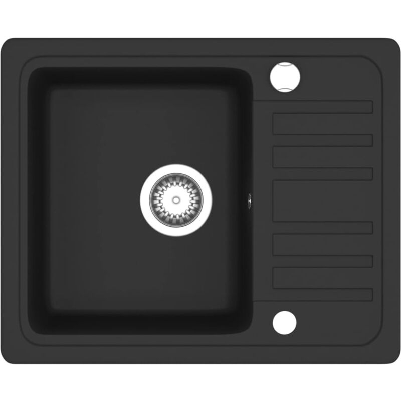 

vidaXL Fregadero de cocina de granito con un seno negro - Negro