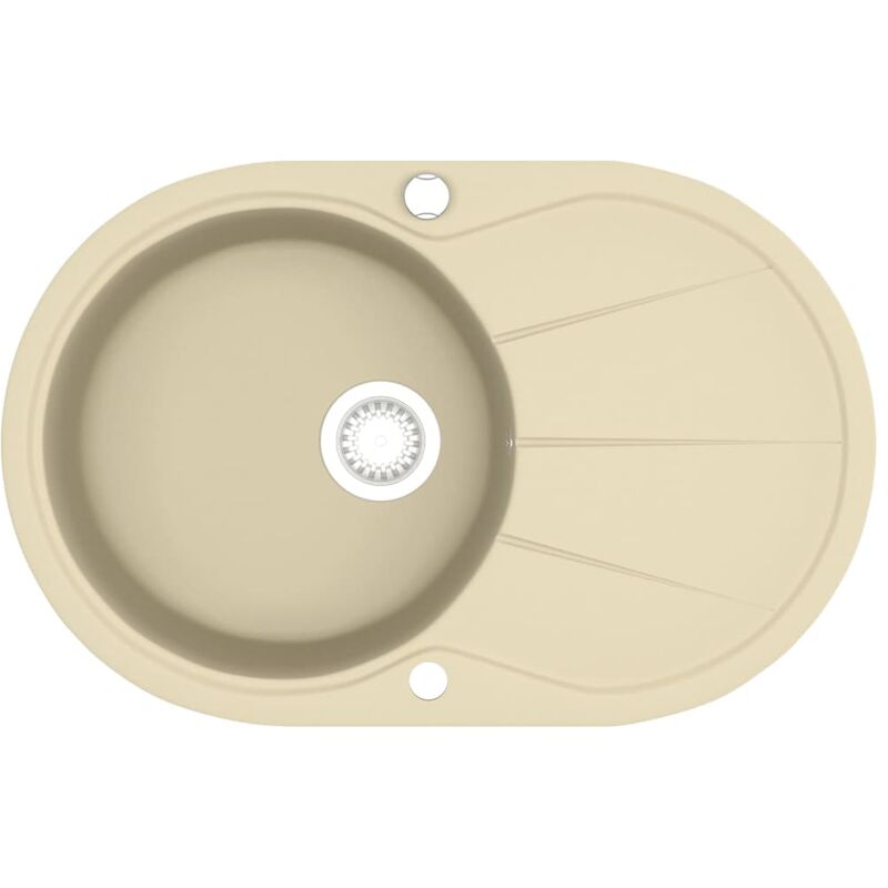 

Fregadero de cocina de granito con un seno ovalado beige - Beige