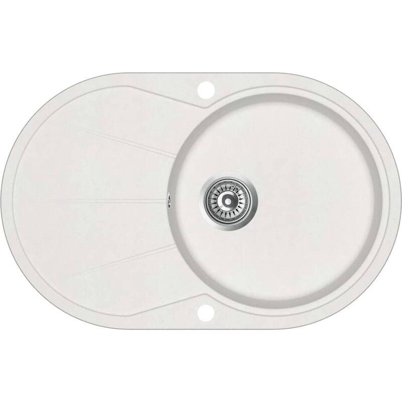 

Fregadero de cocina de granito con un seno ovalado blanco