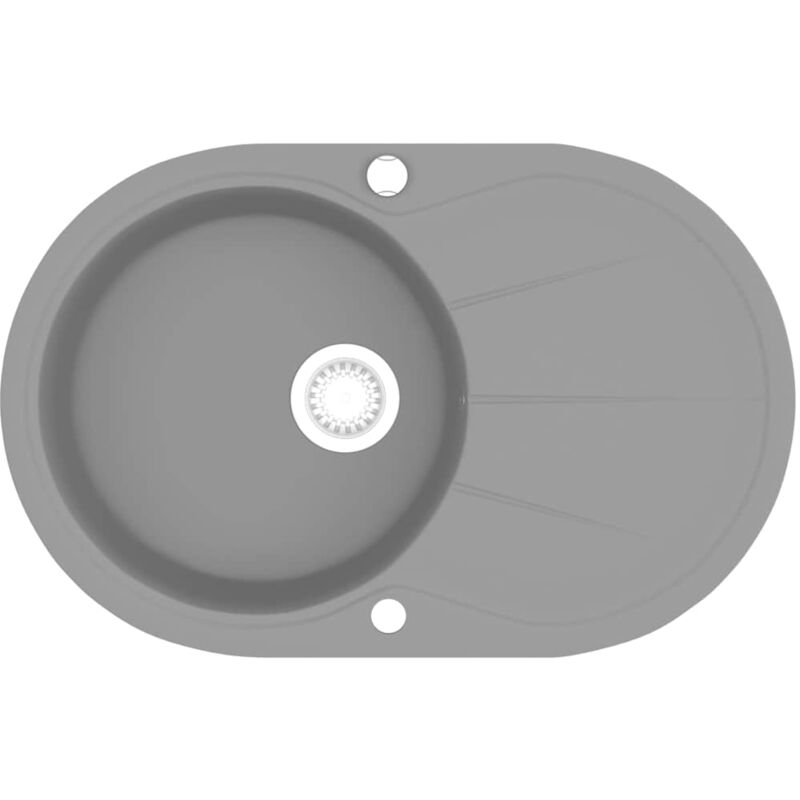

Fregadero de cocina de granito con un seno ovalado gris - Gris - Vidaxl