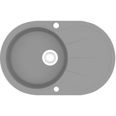 Fregadero de cocina de granito con un seno ovalado gris vidaXL