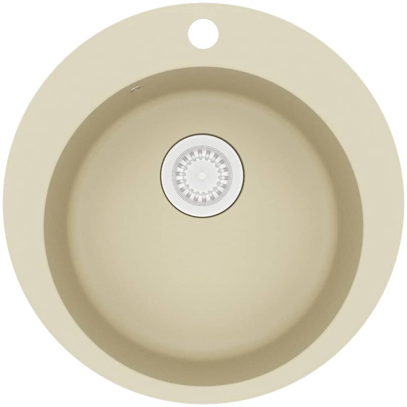 

Fregadero de cocina de granito con un seno redondo beige - Beige